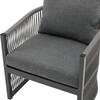 Unbranded Gray Aluminum Modern Curved Outdoor Lounge Chair Patio Dining Chair with Stylish Rope-Weave Design and Gray Cushions zx-686