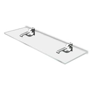 6 in. W. x 0.75 in. H x 24 in. D Floating Wall Clear Acrylic Rectangular Shelf 3/4 in. Thick Brushed Nickel Brackets