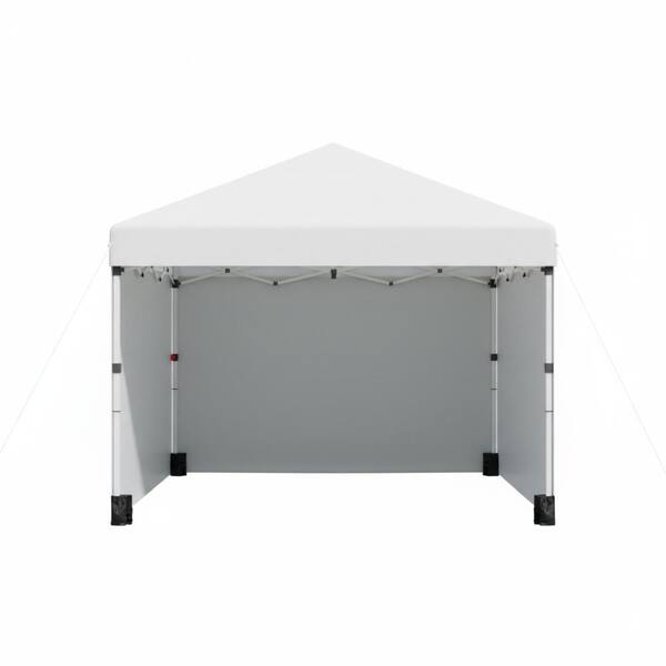 Cream White 10x10ft Pop Up Party Canopy Tent, 3 Sidewalls, Adjustable Height, Leg Bags, Portable Outdoor Shelter