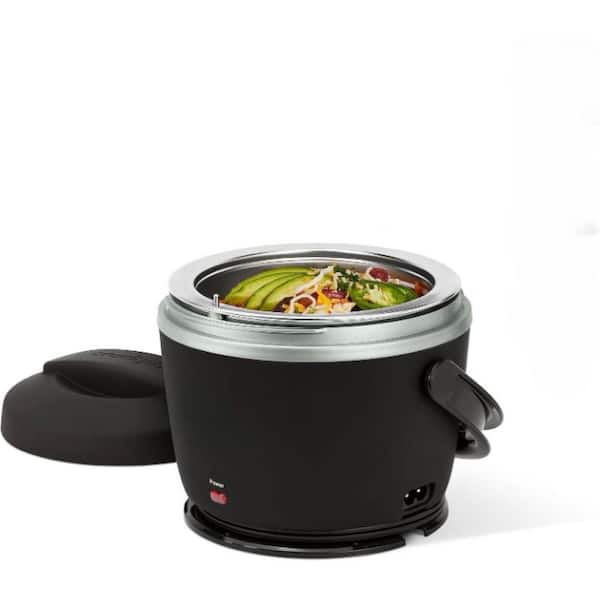 0.625 Qt. Metal Portable Slow Cooker Electric Lunch Box Food Warmer in Black