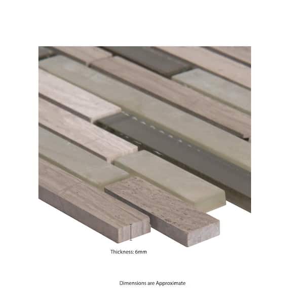 MSI      Modello Grigio Interlocking 12 in. x 12 in. x 6 mm Textured Glass Stone Mesh-Mounted Mosaic Tile (1 sq. ft.)