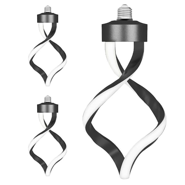 60W Equivalent Dimmable Oversized Spiral E26 LED Light Bulb Matte Black Finish, Frosted Lens Bright White 3000K (3-Pack)