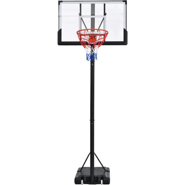 Boosicavelly Portable Basketball Hoop Basketball System with 4.76 ft. x 10 ft. H Adjustment and LED Light for Youth