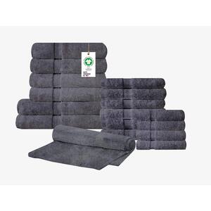 Feather Touch Quick Dry 17-Piece Sharkskin Grey Solid 100% Organic Cotton 700 GSM Towel Set