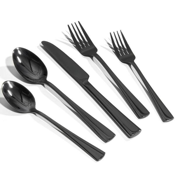 20-Piece Classic Black Stainless Steel Flatware Set(Service for 4)