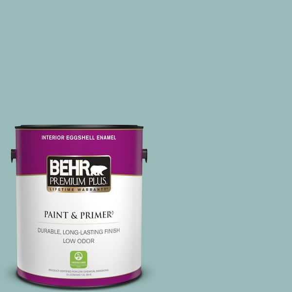 BEHR PREMIUM PLUS 1 gal. #PPU12-06 Lap Pool Blue Eggshell Enamel Low Odor Interior Paint & Primer