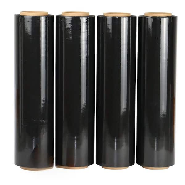 18 in. W x 1500 ft. L 80-Gauge Pallet Stretch Wrap Black Hand Shrink Wrap (4 Roll)