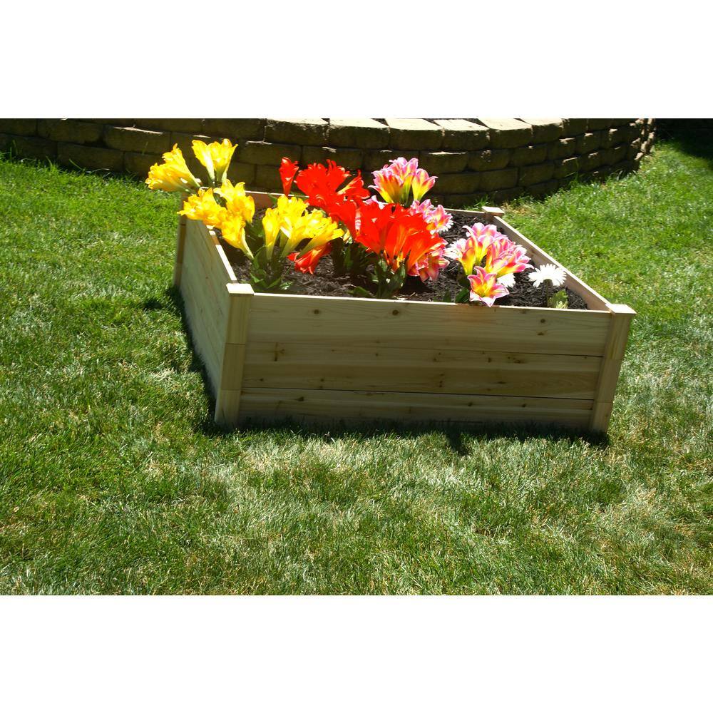 4 ft x 4 ft Natural Fir Wood Raised Garden Bed