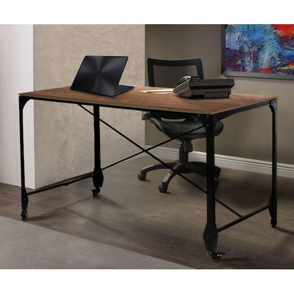 Benjara 49 in. Rectangular Brown Bronze Writing Desk BM140126