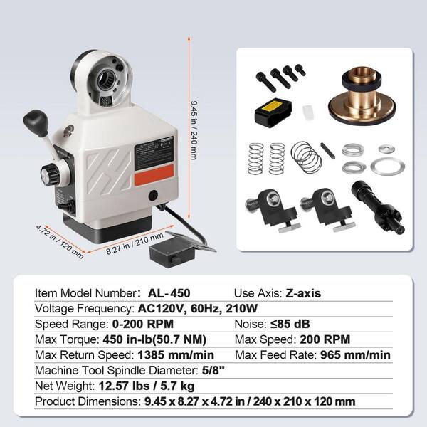 SKYSHALO Z-Axis Power Feed for Milling Machine, 450 in.-lb Torque