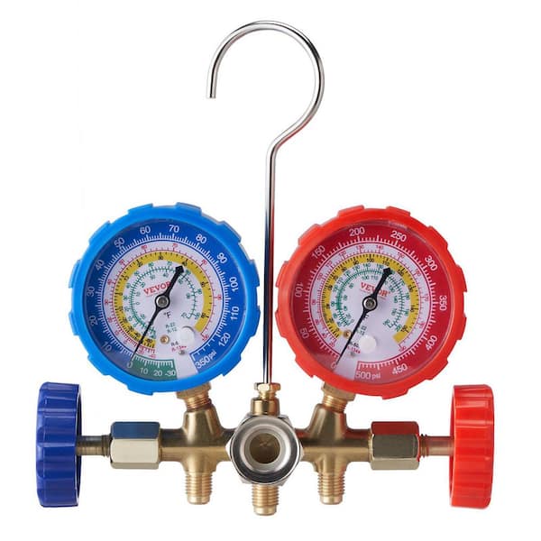 3-Way AC Manifold Gauge Set Brass Copper Adapter for R134A R22 R12 R502 Refrigerant