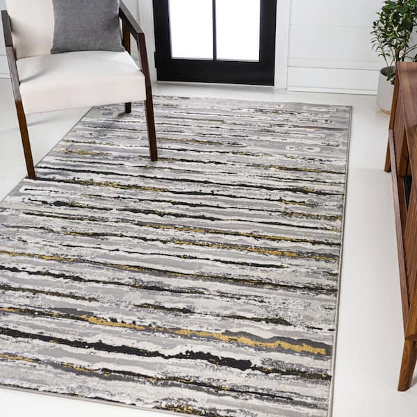 Batten Modern Stripe Gray/Black 5 ft. x 8 ft. Area Rug