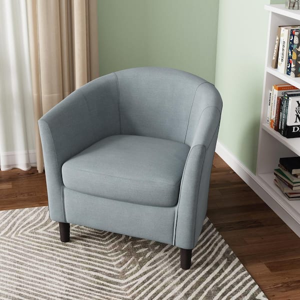 Uixe Light Gray Linen Upholstered Barrel Arm Chair (Set of 1)
