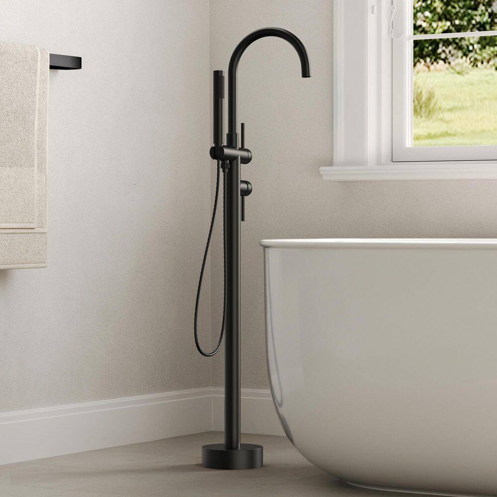 Single-Handle Freestanding Tub Faucet Claw Foot Tub Faucet with Hand Shower in Matte Black price history on PriceWatchPro