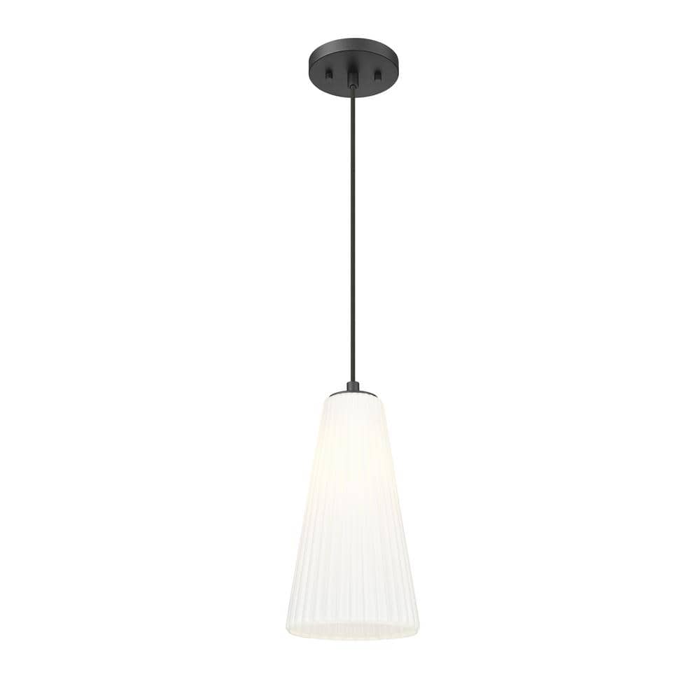 Matte Black Nickel Glass 14" Indoor/Outdoor Pendant Light