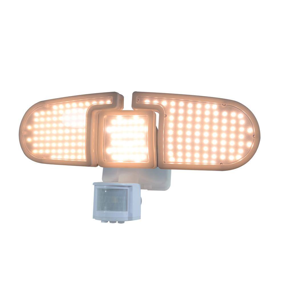 White Triple Head LED Outdoor Motion Security Light
