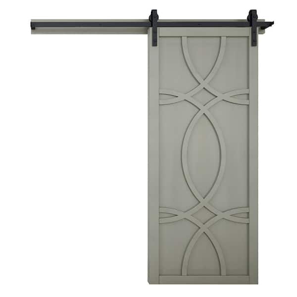 VeryCustom 30 in. x 84 in. The Hollywood Dove Wood Sliding Barn Door with Hardware Kit in Black