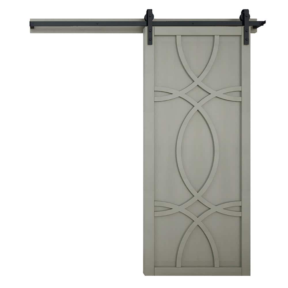 VeryCustom 42 in. x 84 in. Hollywood Dove Wood Sliding Barn Door with ...