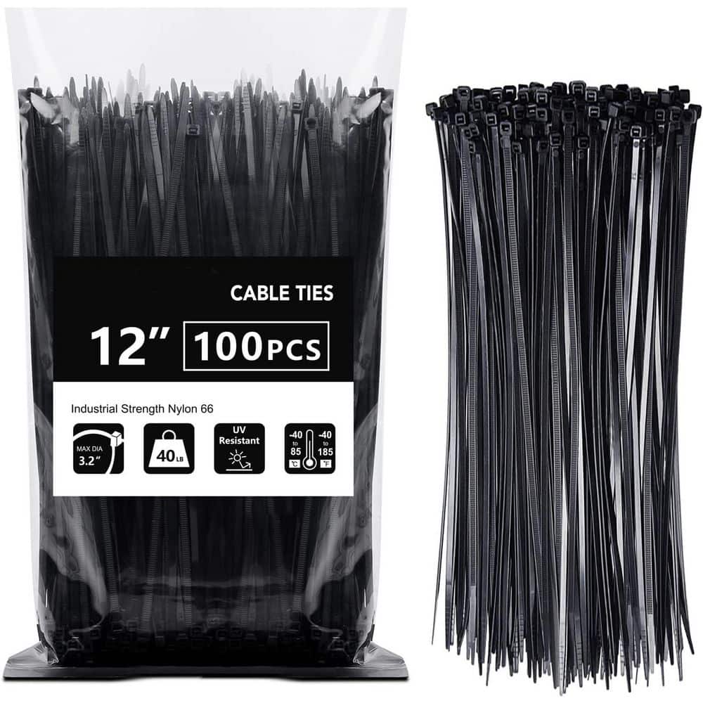 UV Resistant Nylon Cable Zip Tie 12 in. Black 100-Pack Self-Locking Wire Ties for Indoor and Outdoor Use price history on PriceWatchPro