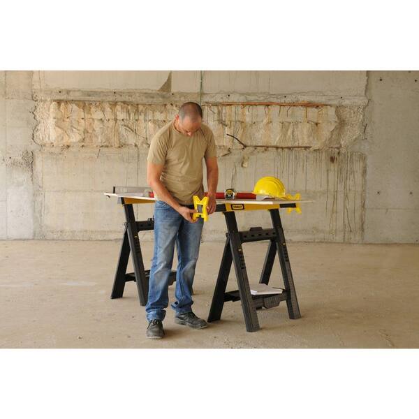 STANLEY Folding Sawhorse Durable Plastic Stand Holder Tool 2 Pack 