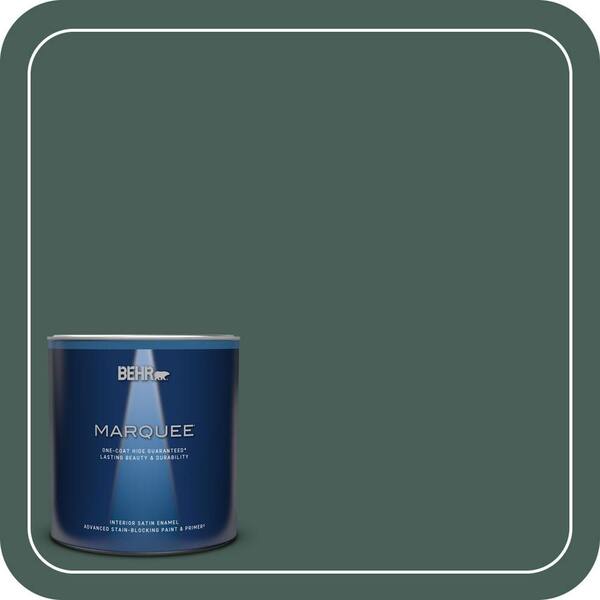 BEHR MARQUEE 1 qt. #M440-7 Rainforest One-Coat Hide Satin Enamel Interior Paint & Primer