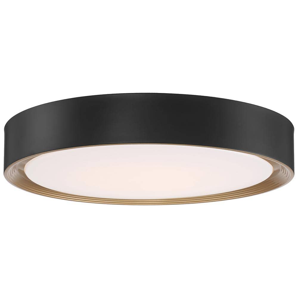 Malaga 19.75 in. 1-Light Matte Black Flush Mount with Acrylic Shade