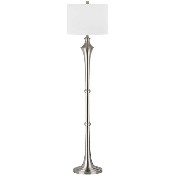 Safavieh Chesterfield 65 in. Nickel Floor Lamp with White Shade