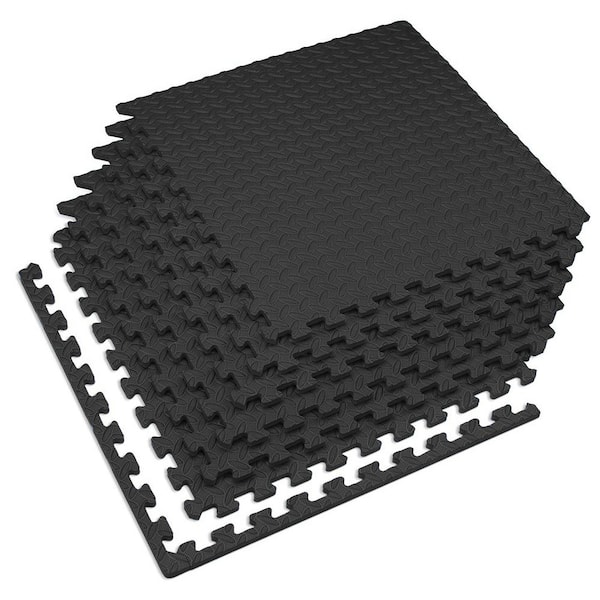 Velotas Black 24 in. W x 24 in. L x 1/2 in.Thick Diamond Plate EVA Foam Exercise/Gym Tiles (12 tiles) (48 sq. ft.)