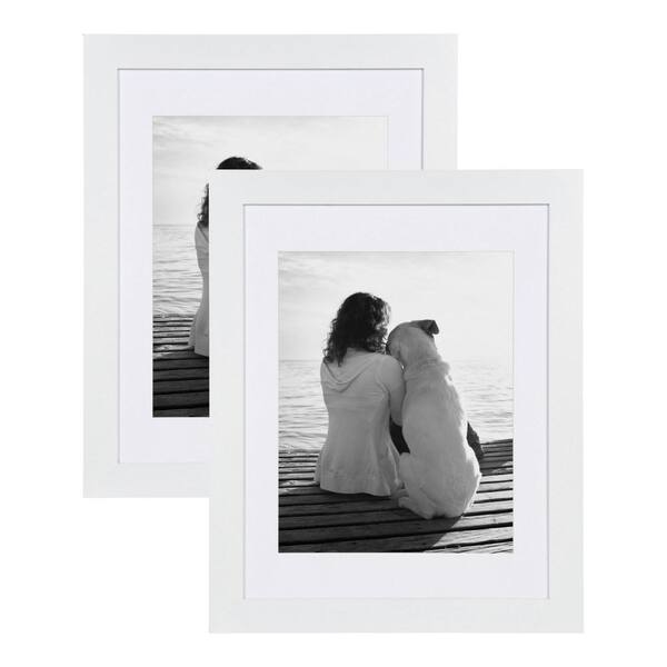DesignOvation Museum 14 in. x 18 in. Matted to 11 in. x 14 in. White Picture Frame (Set of 2)
