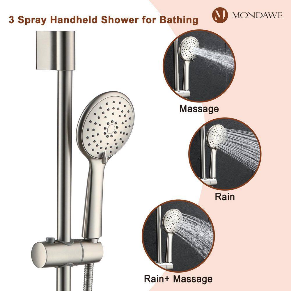 Brushed Nickel Adjustable Height Rainfall Shower System with Handheld