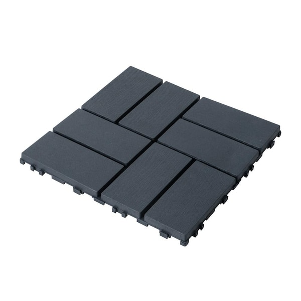 1 ft. x 1 ft. Outdoor Square Waterproof Deck Tile in Gray, All Weather Use ( 44 Per Case)