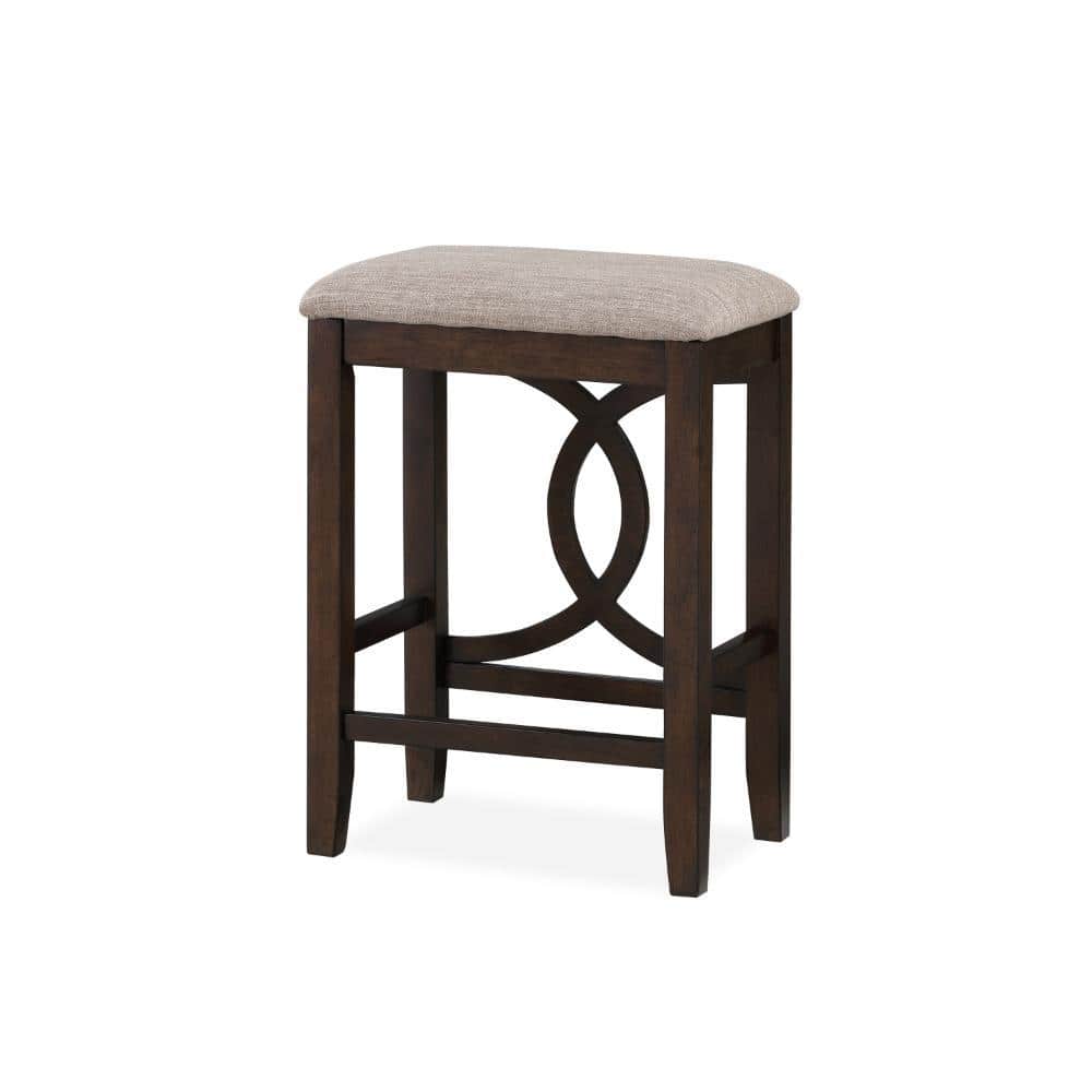 20.25 in. Brown and Beige Backless Wood Frame Bar Stool with Polyster Seat (Set of 2) price history on PriceWatchPro