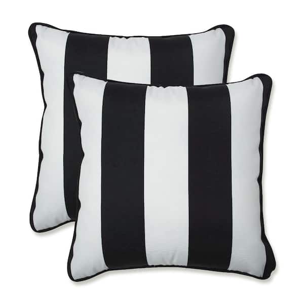 Pillow Perfect Stripe Black Square Outdoor Square Throw Pillow 2-Pack