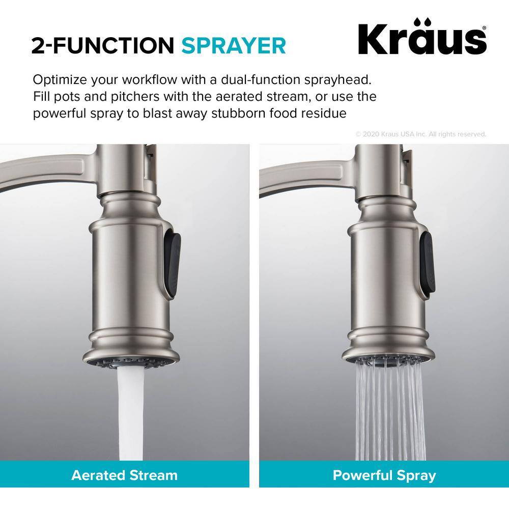 Sellette Spot Free Stainless Steel Pull-Down Kitchen Faucet with Soap Dispenser