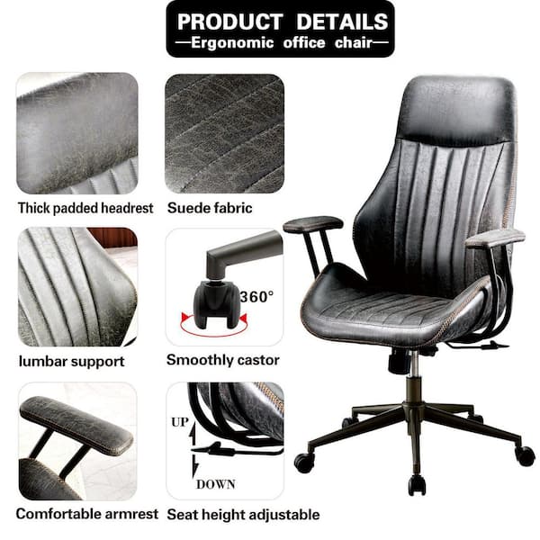 Ovios Ergonomic Office Chair Modern Computer Desk Chair High Back Suede Fabric Desk Chair with Lumbar Support for Executive or Home Office (Brown)