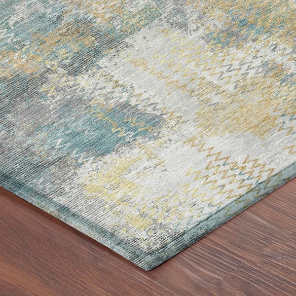 Chantille Machine Washable Indoor/Outdoor Abstract ACN2790 Silver 5 ft. x 7 ft. 6 in. Area Rug
