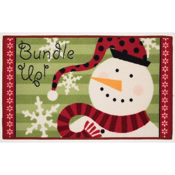 Home Accents Holiday Bundle Up Snowman 18 in. x 30 in. Printed Holiday Mat