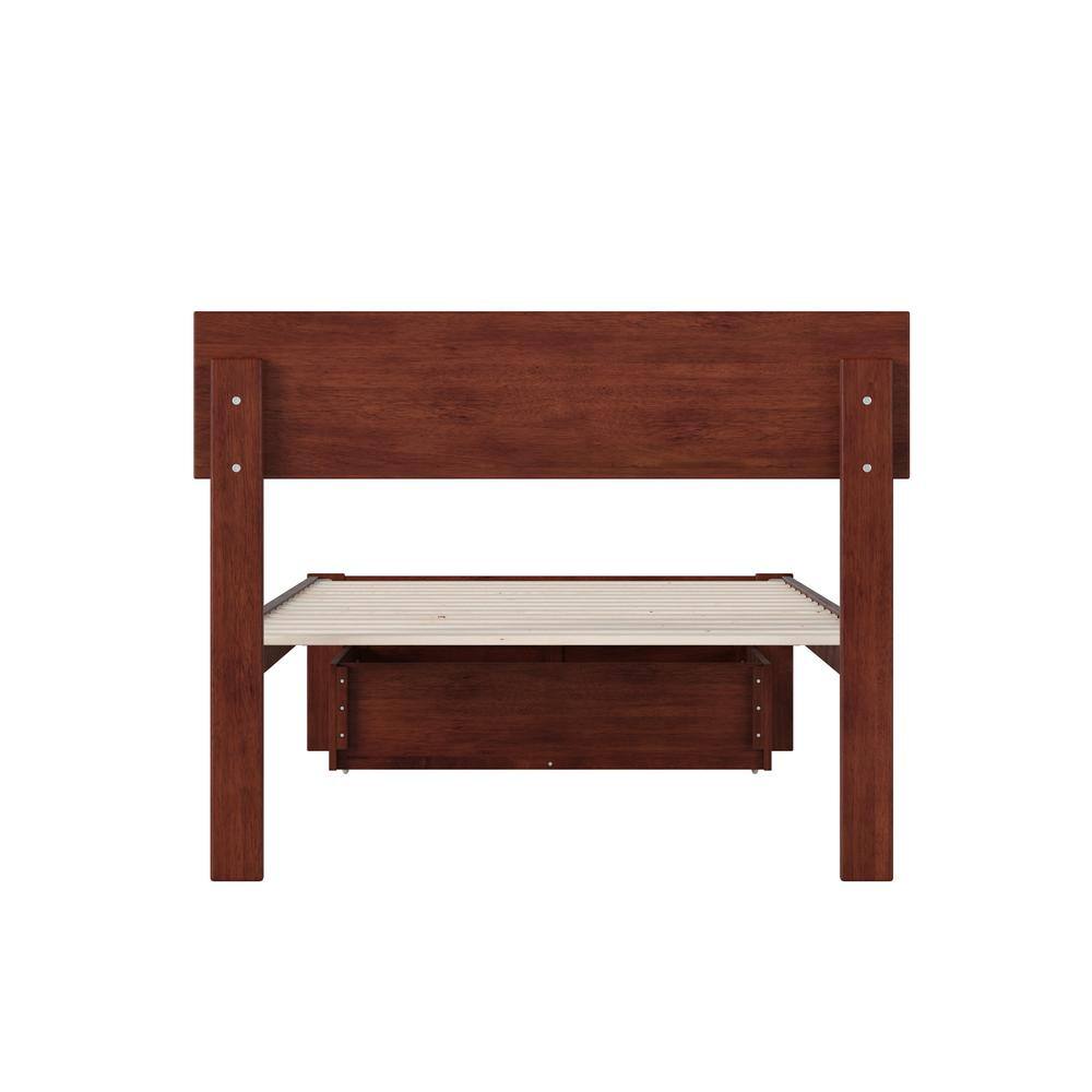 Boston Twin Wood Frame Upholstered Bed with Headboard Drawer
