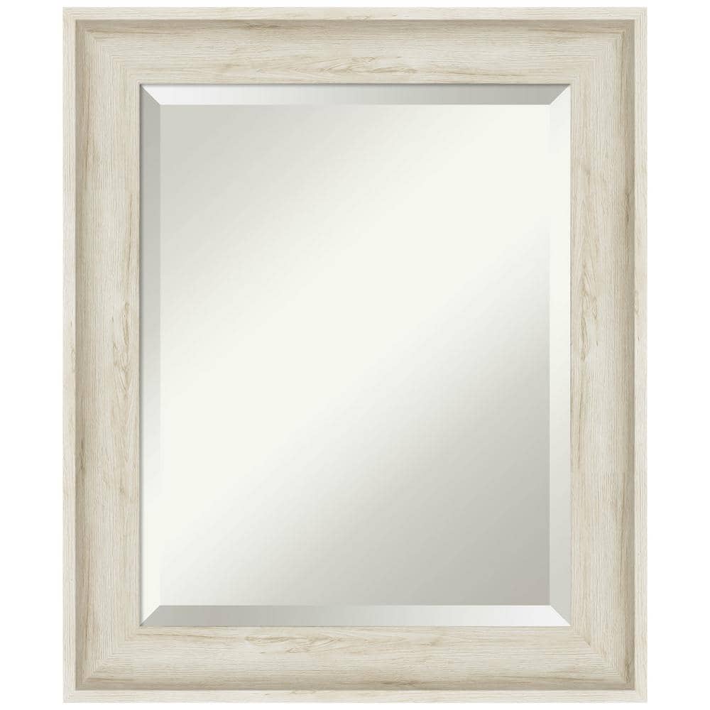 Cream Wood Framed Rectangular Bathroom Vanity Mirror