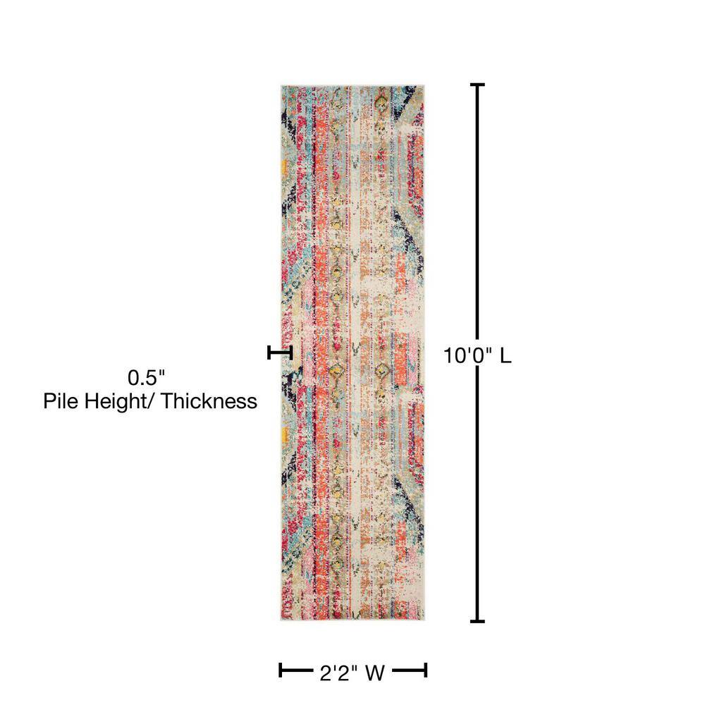 Boho-Chic Monaco Multicolor Reversible Runner Rug - 2'2" x 10'