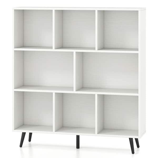 8-Cube Bookcase 3-Tier Modern Storage Organizer w/5-Metal Legs Bookshelves