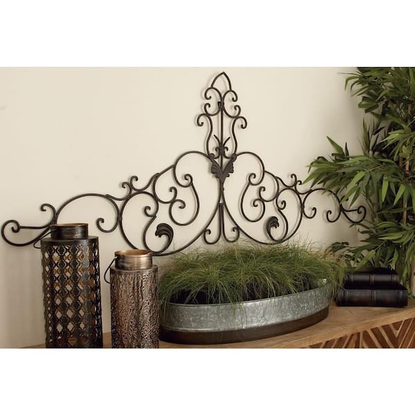 Litton Lane 24 in. x 59 in. Brown Metal Rustic Abstract Wall Decor