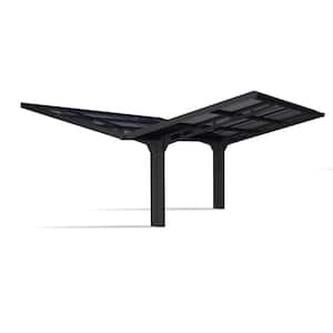 Sydney Wave 20 ft. x 20 ft. Black/S.Gray Double Wings Shape Carport with Corrugated Roof Panels