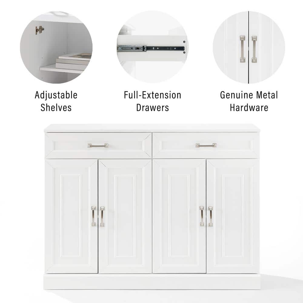 Stanton 53" White MDF and Birch Veneer Sideboard