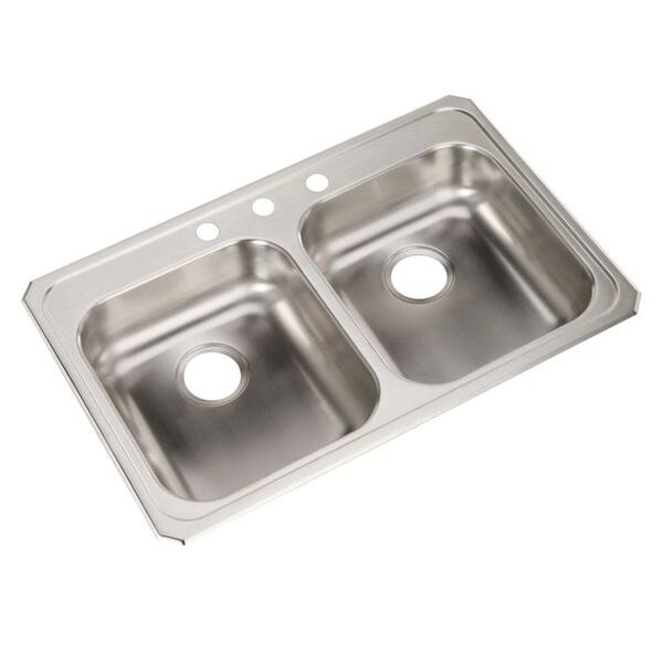 Elkay Celebrity 33 in. Drop-In Double Bowl Stainless Steel 3-Hole Kitchen Sink