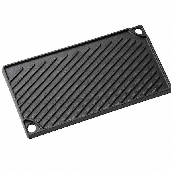 16.7 in. x 9.5 in. Black Cast Iron Reversible Stovetop Griddle with Handle for Oven, Grill, Campfire, Non-Stick Flat Top