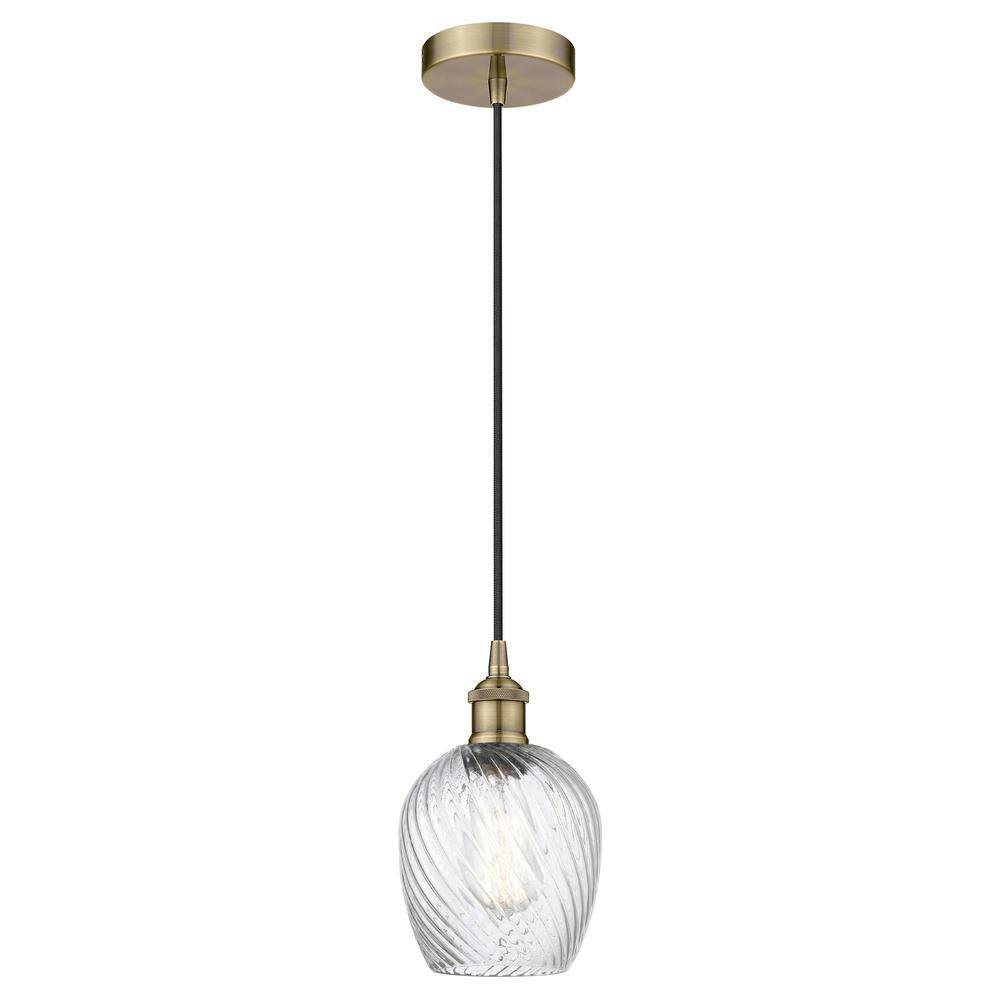 Salina 60-Watt 1-Light Antique Brass Standard Mini Pendant Light with Clear Glass Shade, No Bulbs Included price history on PriceWatchPro