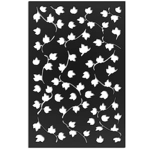 Vines 4 ft. x 32 in. Black Vinyl Decorative Screen Panel