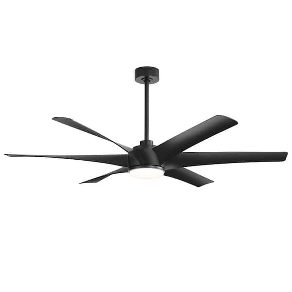 Flashwind Wilfred 65 in. Indoor Black Ceiling Fan with Light, Integrated LED 6-Reversible Black Blades and Remote Control