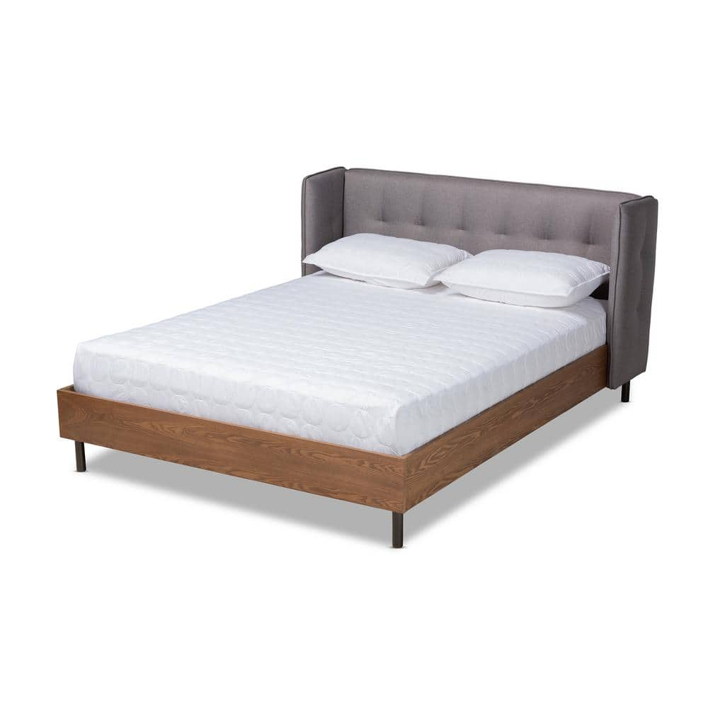 Baxton Studio Catarina Gray and Walnut Full Platform Bed 159-9572-HD ...